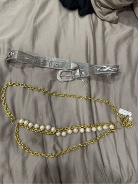 Gold Chain Belt with Pearl Accents - Women Accessories